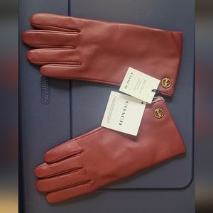 New with Tags and original plastic bag Coach Cherry Red Leather Tech Gloves